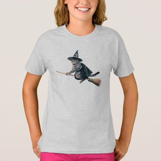 かわいいグレー+タビー+魔女の子供たち Tシャツ (正面)