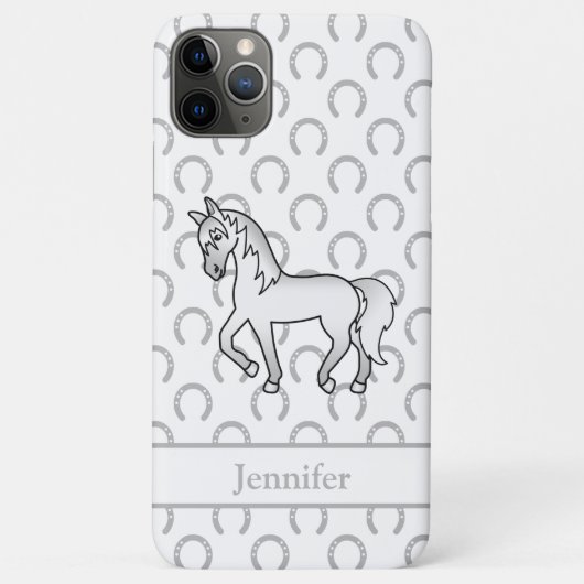 かわいいグレー+トロット馬のイラスト Case-Mate iPhoneケース (裏面)