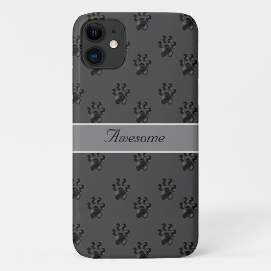 かわいいグレー+パウ+パターン+筆文字 Case-Mate iPhoneケース (裏面)
