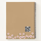 かわいいグレー、花、蝶とテキスト ノートブック (裏面)