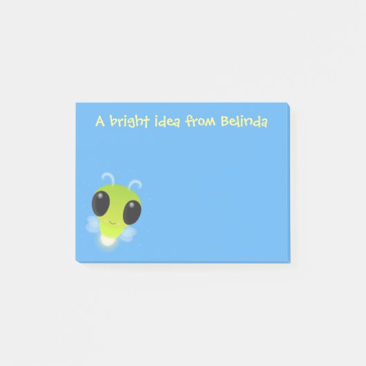 かわいいグローバグ蛍の漫画イラストレーション ポストイット (正面)