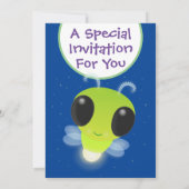 かわいいグローバグ蛍の漫画イラストレーション 招待状 (裏面)