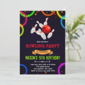 かわいいグローボーリングパーティの招待状 招待状 (スタンド正面)