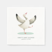 かわいいグースイラストレーション名赤ちゃんシャワー スタンダードカクテルナプキン (正面)