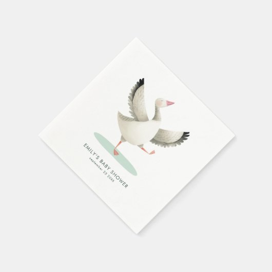 かわいいグースイラストレーション名赤ちゃんシャワー スタンダードカクテルナプキン (角)