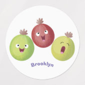 かわいいグースベリーのトリオ歌の漫画パーソナライズされた ラベル (デザイン2)