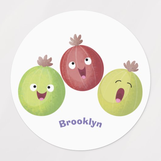 かわいいグースベリーのトリオ歌の漫画パーソナライズされた ラベル (デザイン1)
