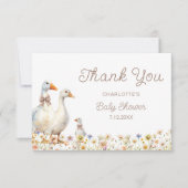 かわいいグースワイルドフラワーベイビーシャワーありがとう カード (正面)