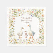 かわいいグースワイルドフラワーベイビーシャワー スタンダードカクテルナプキン (正面)