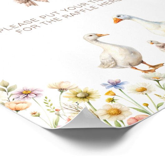 かわいいグースワイルドフラワーベビーシャワーおむつラッフル ポスター (角)