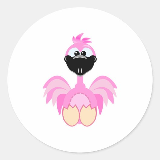 かわいいグーフキンズのフラミンゴ ラウンドシール (正面)