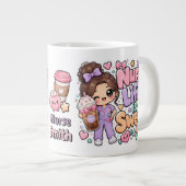 かわいいケアレスナースライフは甘い ジャンボコーヒーマグカップ (正面右)