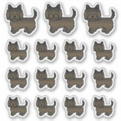 かわいいケアン・テリアのキャラクター シール (正面)