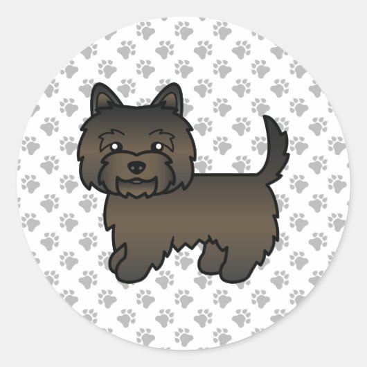 かわいいケアン・テリアのキャラクター ラウンドシール (正面)