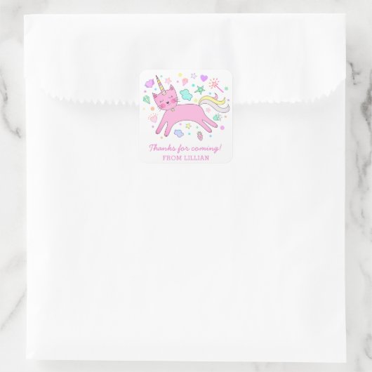 かわいいケチコーン |マジカル誕生日ありがとう スクエアシール (バッグ)