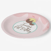 かわいいケポップボールファースト誕生日つや消し ペーパープレート (アングル)