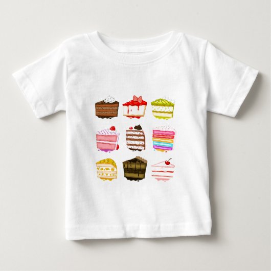 かわいいケーキお誕生日ケーキとカラフルクリーム ベビーTシャツ (正面)