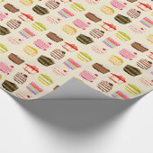 かわいいケーキお誕生日ケーキとカラフルクリーム ラッピングペーパー (角)