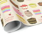 かわいいケーキお誕生日ケーキとカラフルクリーム ラッピングペーパー (ロールコーナー)