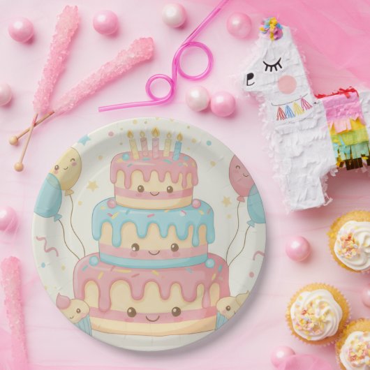 かわいいケーキとカップケーキ ペーパープレート (パーティー)