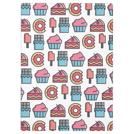 かわいいケーキとデザートのパターパーソナライズされたン クリップボード (裏面)