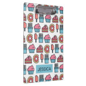 かわいいケーキとデザートのパターパーソナライズされたン クリップボード (右)