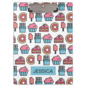 かわいいケーキとデザートのパターパーソナライズされたン クリップボード (正面)