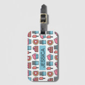 かわいいケーキとデザートのパターパーソナライズされたン ラゲッジタグ (正面縦)