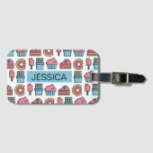 かわいいケーキとデザートのパターパーソナライズされたン ラゲッジタグ (正面横)