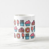 かわいいケーキとデザートのパターン コーヒーマグカップ (中央)