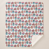 かわいいケーキとデザートのパターン シェルパブランケット (正面)