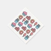 かわいいケーキとデザートのパターン スタンダードカクテルナプキン (角)