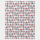 かわいいケーキとデザートのパターン フリースブランケット (正面)