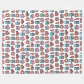 かわいいケーキとデザートのパターン フリースブランケット (正面(横))