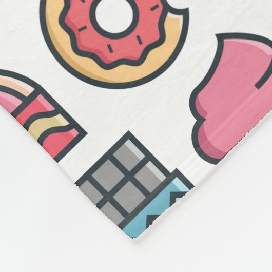 かわいいケーキとデザートのパターン フリースブランケット (角)