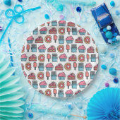 かわいいケーキとデザートのパターン ペーパープレート (パーティー)