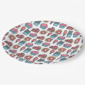 かわいいケーキとデザートのパターン ペーパープレート (アングル)