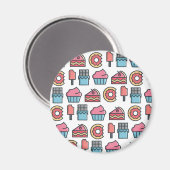 かわいいケーキとデザートのパターン マグネット (正面/裏面)