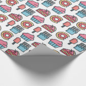 かわいいケーキとデザートのパターン ラッピングペーパー (角)