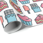 かわいいケーキとデザートのパターン ラッピングペーパー (ロールコーナー)