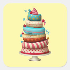 かわいいケーキのシール スクエアシール
