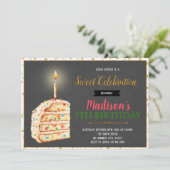 かわいいケーキのパーティの招待状 招待状 (スタンド正面)