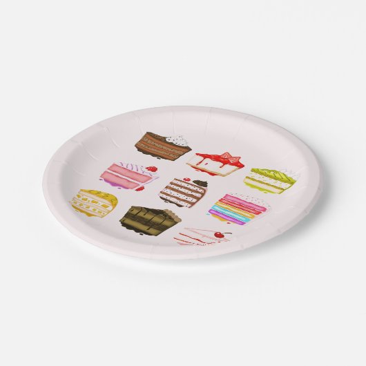 かわいいケーキの午後または朝のお茶のパーティー ペーパープレート (アングル)