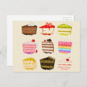 かわいいケーキの誕生日ケーキ カラフルなクリーム付き ポストカード (正面/裏面)