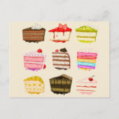 かわいいケーキの誕生日ケーキ カラフルなクリーム付き ポストカード (正面)
