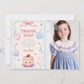 かわいいケーキの誕生日パーティーの写真 サンキューカード (正面)