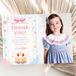 かわいいケーキの誕生日パーティーの写真 サンキューカード