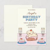 かわいいケーキの誕生日 招待状 (正面/裏面)