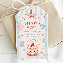 かわいいケーキの1歳の誕生日パーティー ギフトタグ