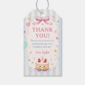 かわいいケーキの1歳の誕生日パーティー ギフトタグ (正面)